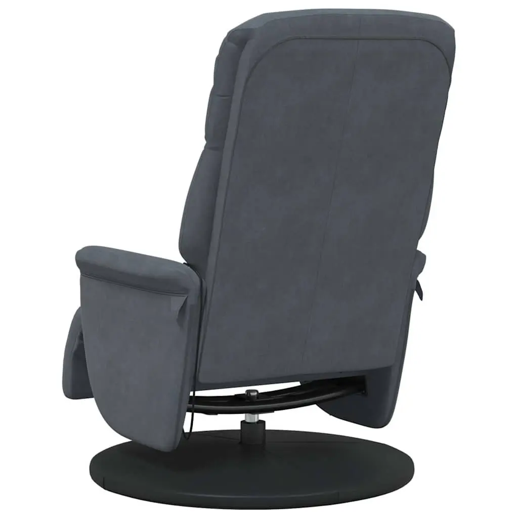 Massage Recliner Chair Adjustable Grey Velvet with Footrest and Vibration 6 Points