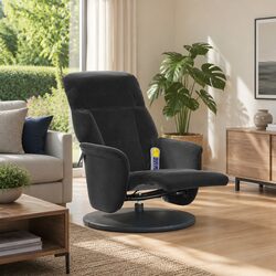 Adjustable Black Velvet Massage Recliner with Footrest