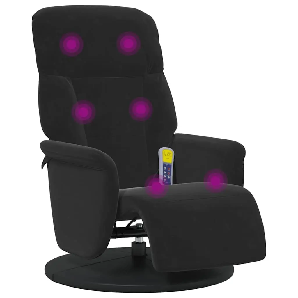 Massage Chair with Adjustable Backrest Comfort Footrest Black Velvet 360 Swivel