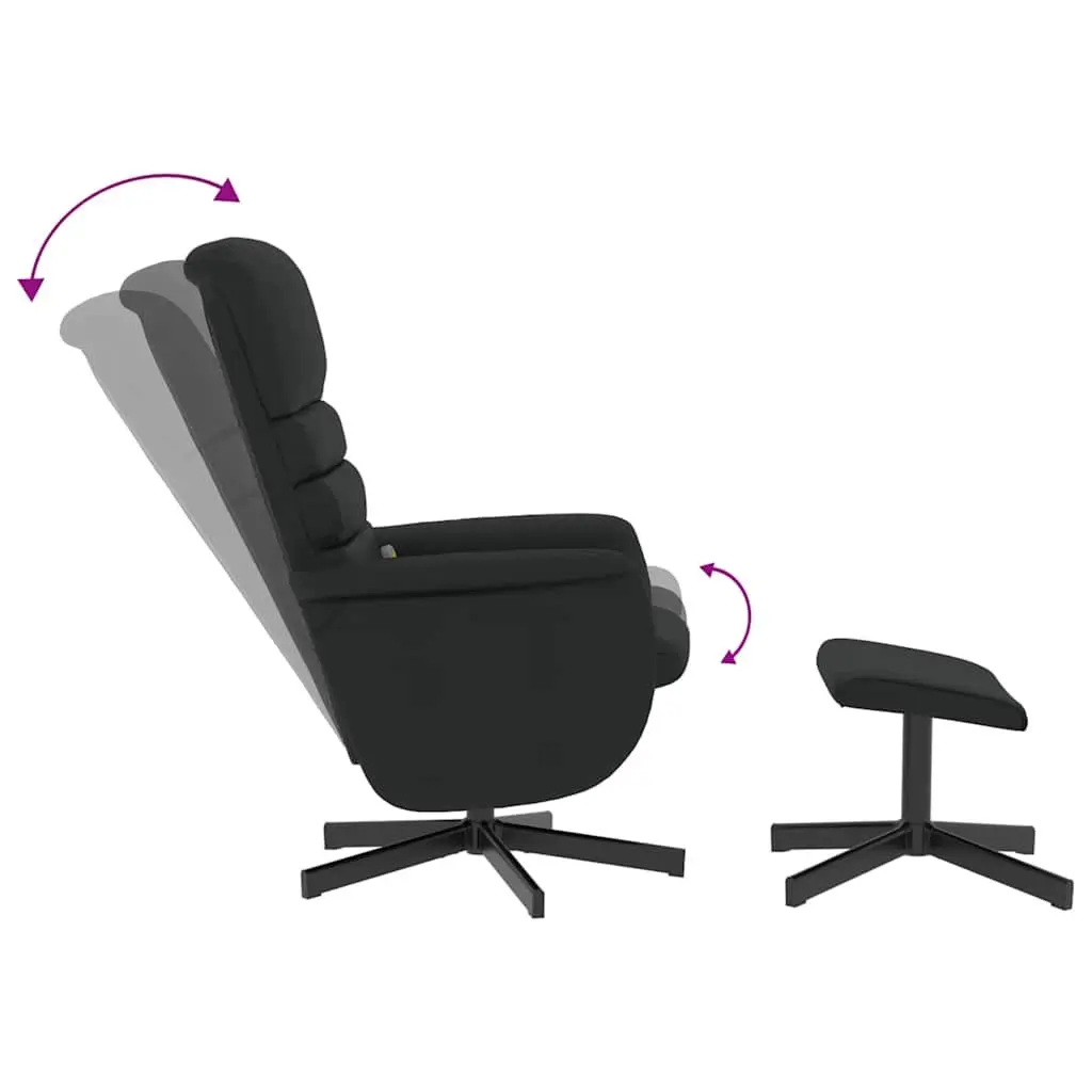Massage Recliner Chair Black Faux Leather Armchair with Footstool Swivel