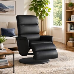 Black Faux Leather Recliner Chair with 360 Swivel
