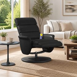 Black Massage Recliner Chair with 360 Swivel and Footrest