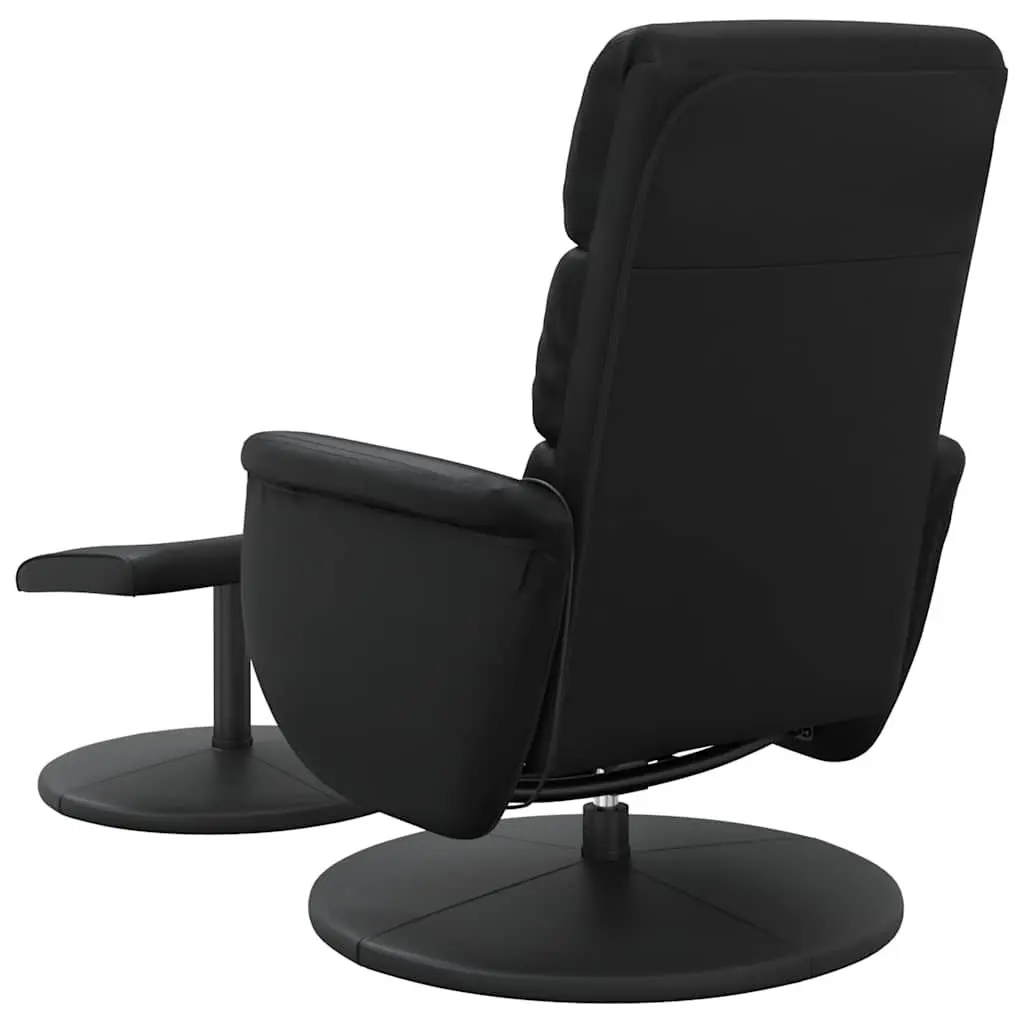 Massage Recliner Chair with Footstool Manual Reclining 360 Degree Swivel Black Faux Leather
