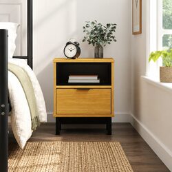 Solid Pine Wood Bedside Cabinet 40x35x50 cm Brown