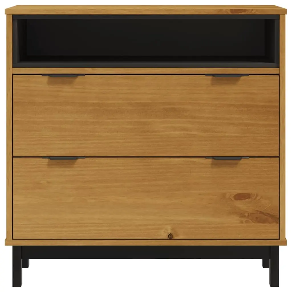 Solid Pine Wood Drawer Cabinet with Easy Cleaning Feature 80x40x80 cm Brown 2 Drawers and Open Compartment for Organised Storage