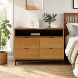 Solid Pine Wood Drawer Cabinet 110x40x80 cm