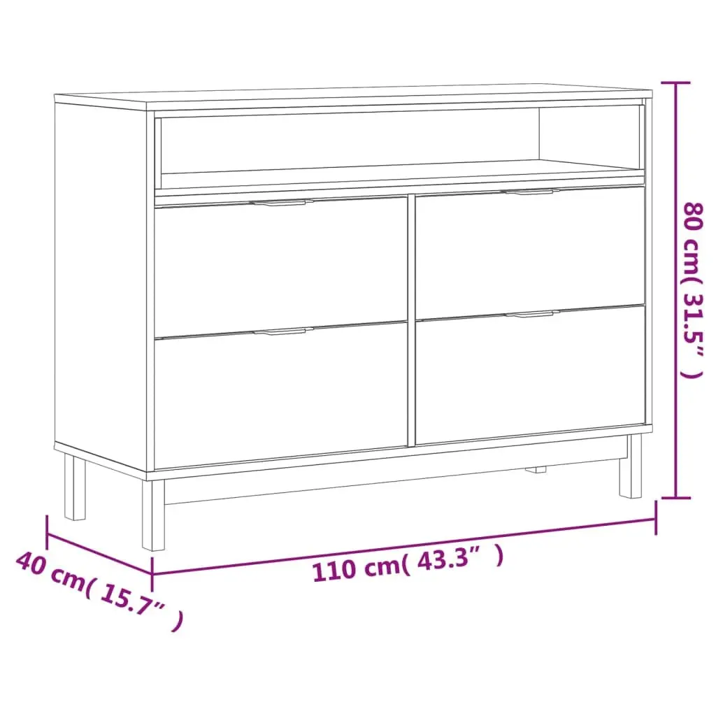Drawer Cabinet Wooden Storage Organizer 110x40x80 cm Brown