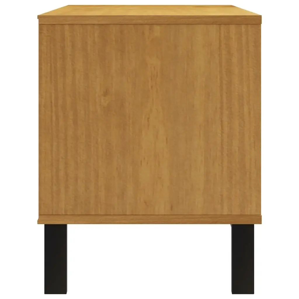 Solid Pine Wood TV Cabinet Brown 110x40x50cm Living Room Media Stand with Storage Compartments