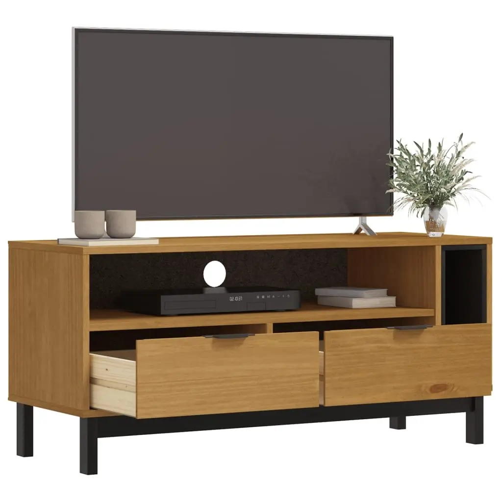 Solid Pine Wood TV Stand with Storage Brown 110x40x50 cm Media Unit