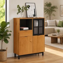 Brown Engineered Wood Highboard Storage Cabinet