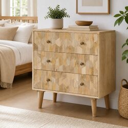 3-Drawer Cabinet in Solid Mango Wood and Engineered Wood