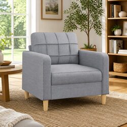 Durable Grey Sofa Chair with Metal Frame