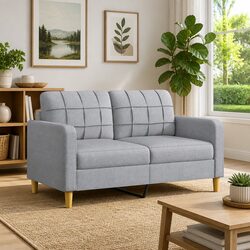 2-Seater Sofa Light Grey 140cm with Metal Frame