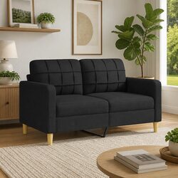 Black 2-Seater Sofa with Metal Frame, 140cm Width