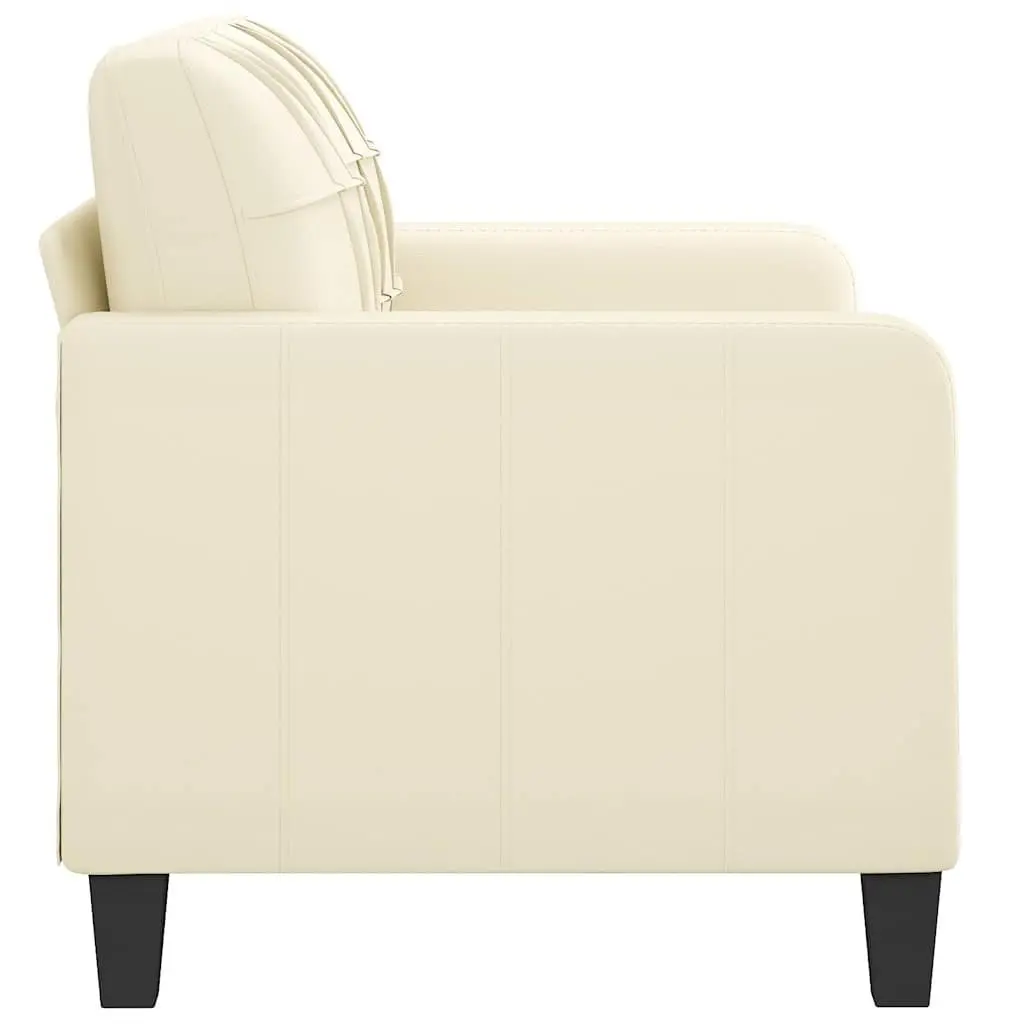 2-Seater Sofa Cream Faux Leather Lounge Couch Modern Living Room Furniture 120cm