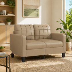 2-Seater Sofa in Brown Faux Leather, 120cm Width