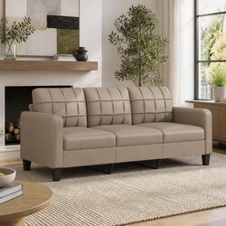 3-Seater Sofa 180cm Brown Faux Leather with Metal Frame