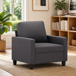 Faux Leather Armchair 60cm Grey Padded Lounge Seat