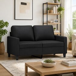 Faux Leather 2-Seater Sofa Black 120cm Sturdy Design