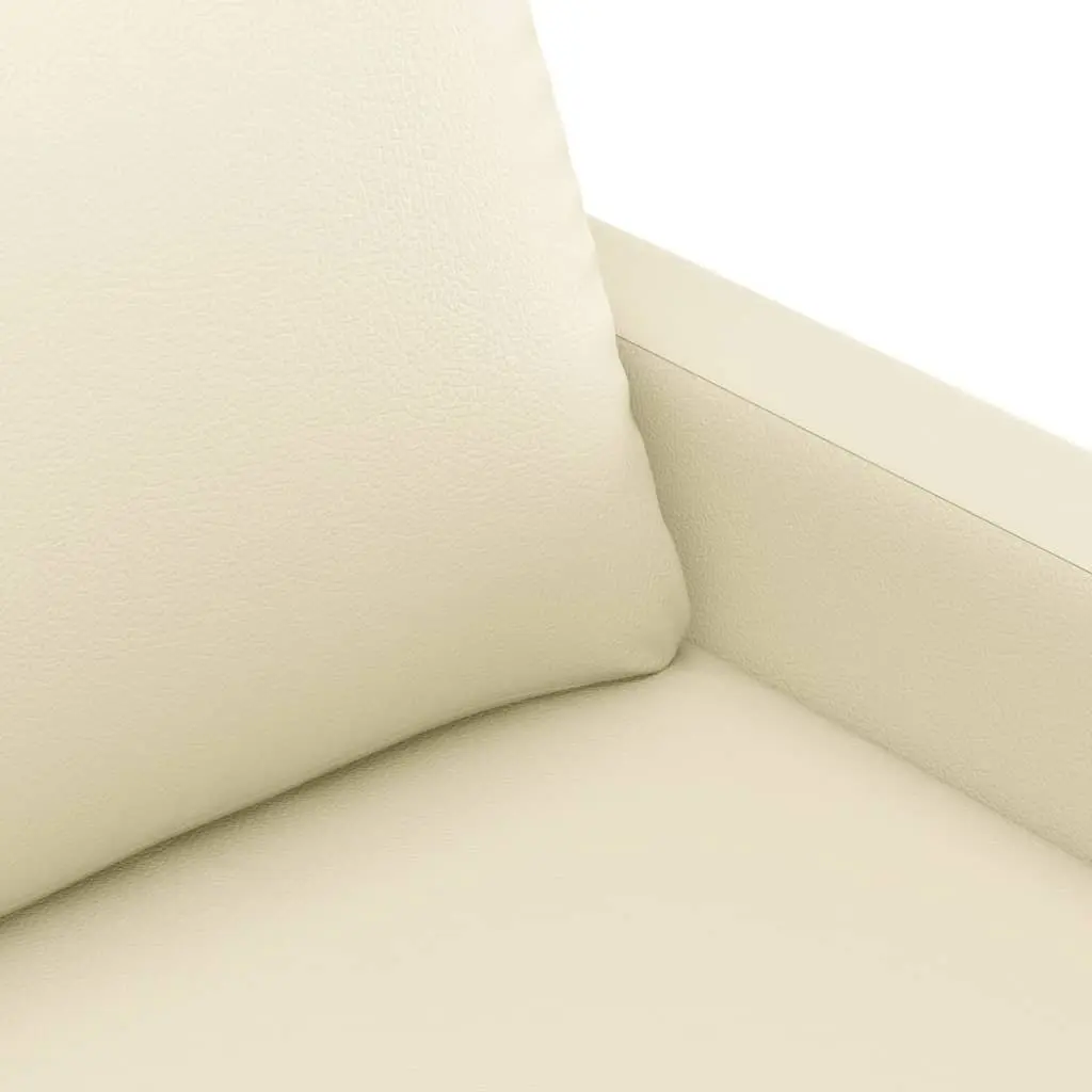2-Seater Sofa Cream Modern Living Room Couch Faux Leather Comfortable Furniture