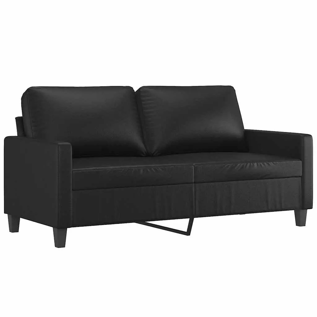 2-Seater Sofa Black 140cm Modern Couch Lounge Seat Faux Leather