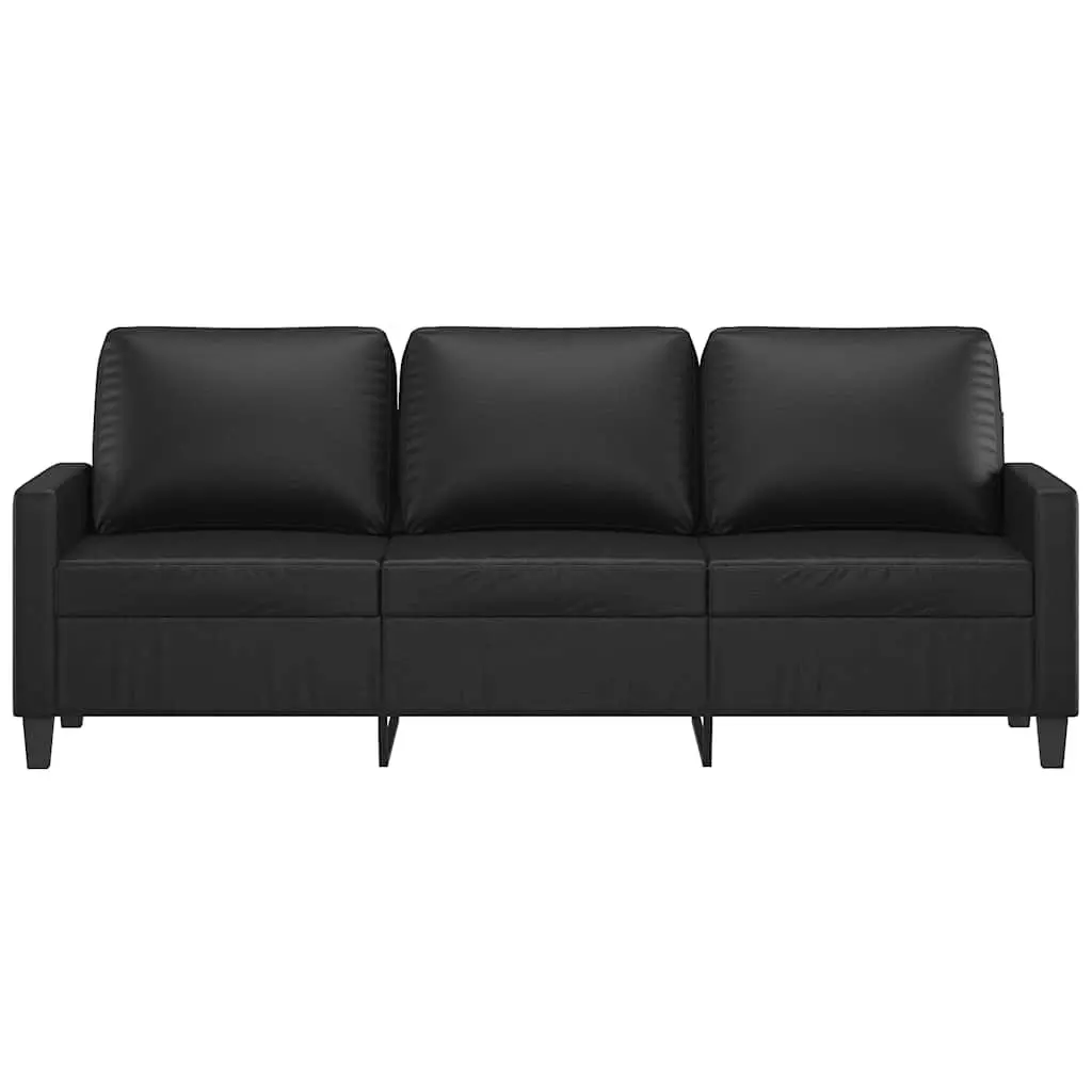 3-Seater Sofa Faux Leather Black 180cm Modern Lounge Couch