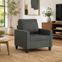 Grey Fabric Sofa Chair with Metal Frame, 60cm
