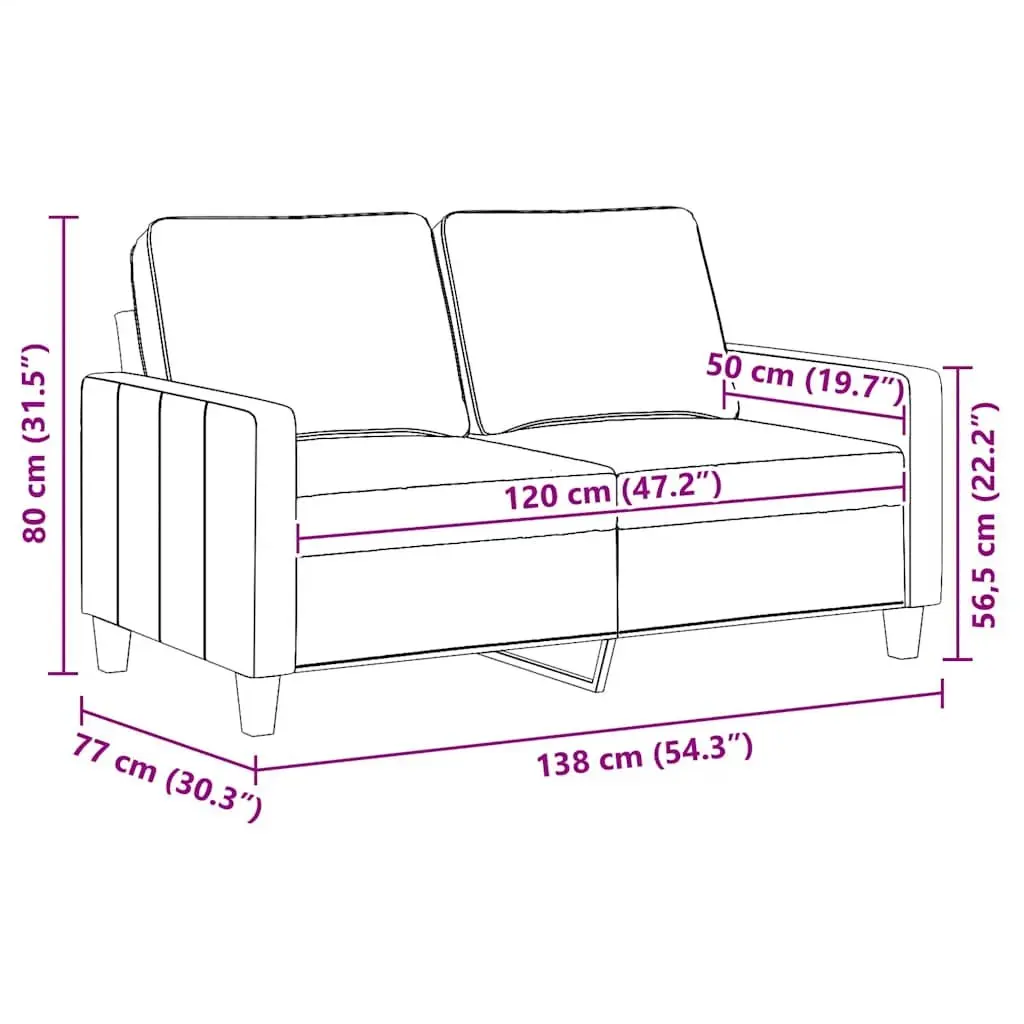 2-Seater Sofa Grey Fabric 120cm Lounge Couch Living Room Furniture Seat