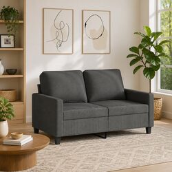 Trendy 2-Seater Grey Lounge Couch with Metal Frame