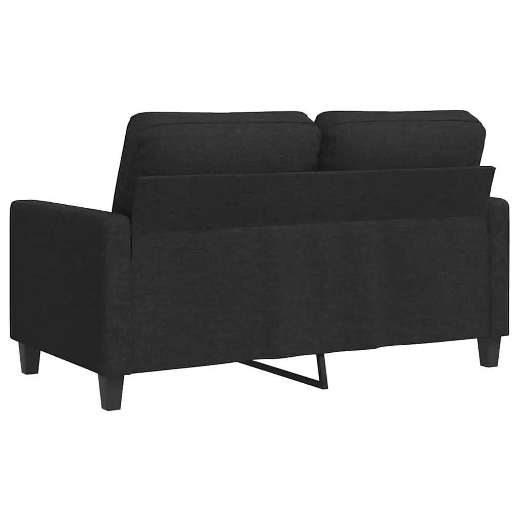 2-Seater Sofa Black Fabric 120cm Modern Living Room Couch Padded Armrests