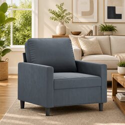 Grey Velvet Sofa Chair 60cm with Metal Frame