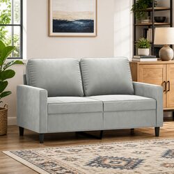 2-Seater Sofa in Grey Velvet - 120cm Dimensions
