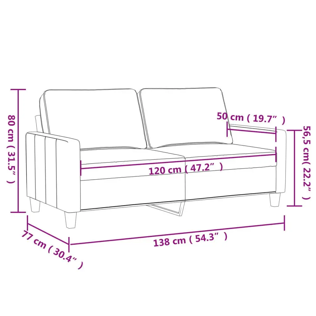 2-Seater Sofa Grey 120cm Lounge Couch Velvet Living Room Furniture Modern Design