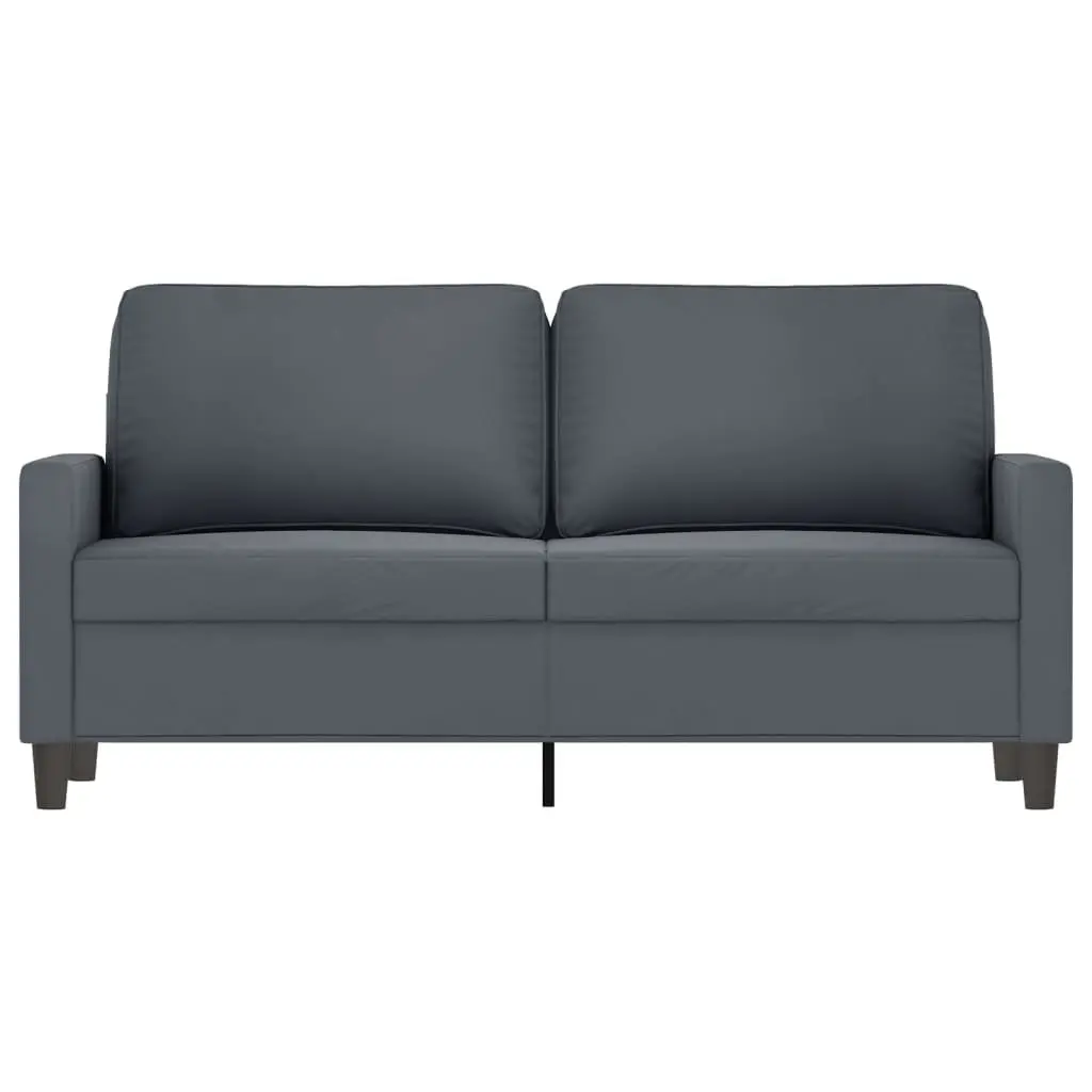 2-Seater Sofa Grey Velvet 140cm Padded Armrests Modern Living Room Couch