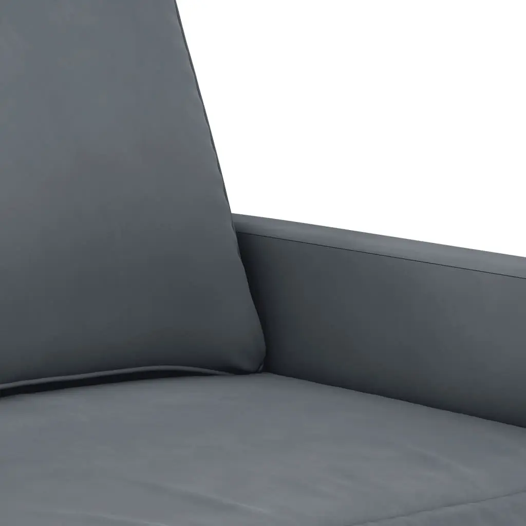 2-Seater Sofa Grey Velvet 140cm Padded Armrests Modern Living Room Couch