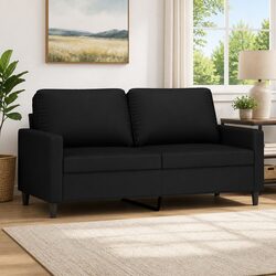 Compact 2-Seater Black Sofa with Velvet Upholstery