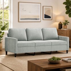 3-Seater Lounge Sofa with Grey Velvet Upholstery 180cm