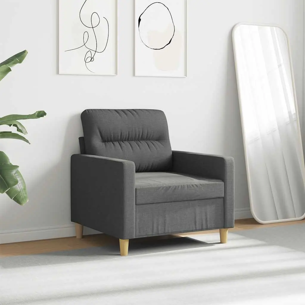 Sofa Chair Compact 60cm Grey Fabric Armchair