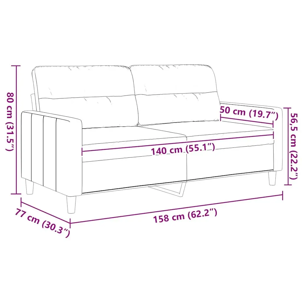 2-Seater Sofa Grey Fabric Lounge Couch 140cm Living Room Furniture Comfortable