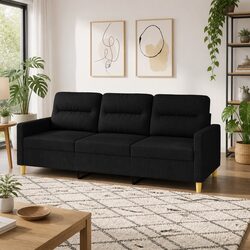 Durable 3-Seater Sofa Black 180cm for Living Spaces