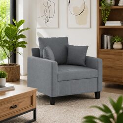 Grey Fabric Armchair 60cm with Metal Frame