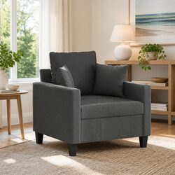 60cm Grey Fabric Armchair with Metal Frame