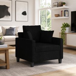 Black Fabric Sofa Chair with Metal Frame, 60 cm Width