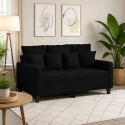 120cm Black Fabric 2-Seater Sofa with Metal Frame