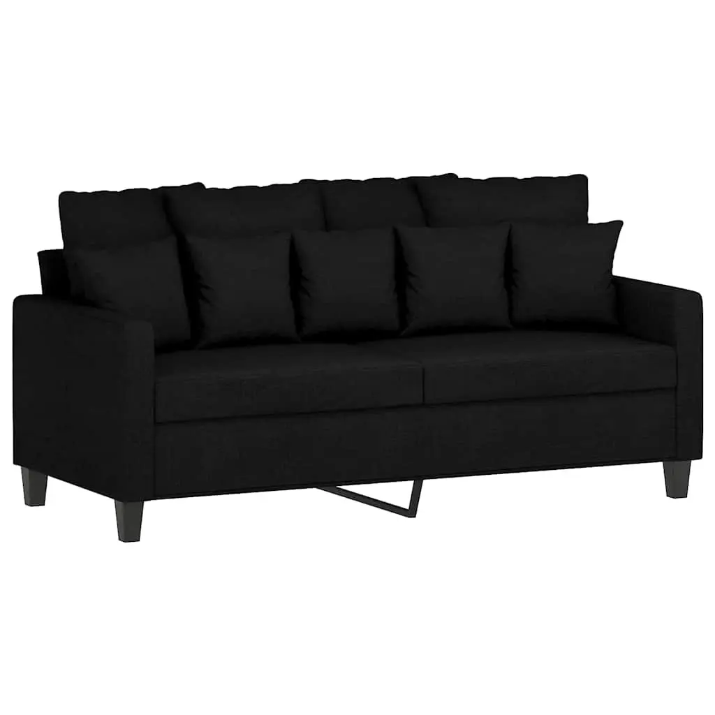 2-Seater Sofa Black 140cm Living Room Couch Modern Fabric Lounge Seat