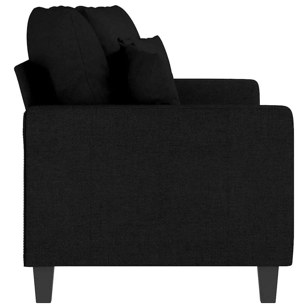 2-Seater Sofa Black 140cm Living Room Couch Modern Fabric Lounge Seat