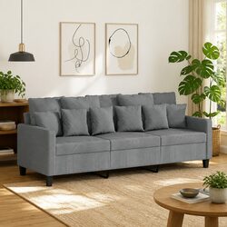 Durable Grey Fabric 3-Seater Sofa with Metal Frame