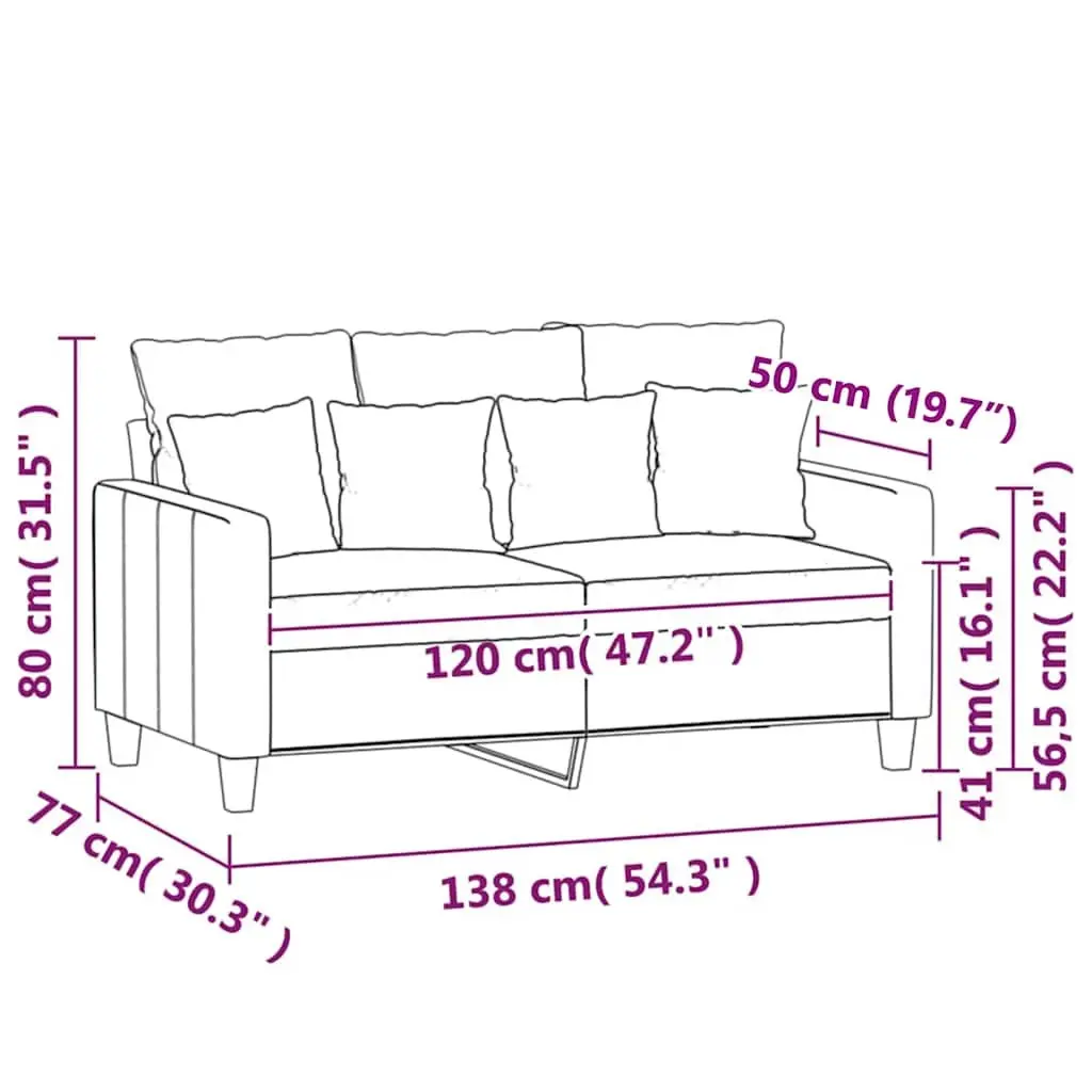 2-Seater Sofa Grey Velvet 120cm Modern Living Room Couch Upholstered Furniture