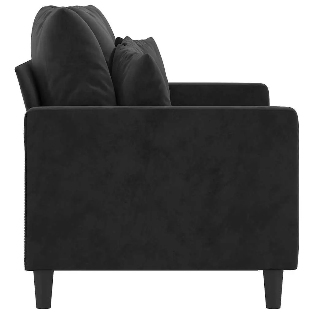 2-Seater Sofa Velvet Upholstered Modern Lounge Couch Black 120cm