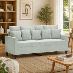 2-Seater Sofa in Grey Velvet with Metal Frame